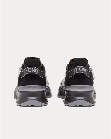 fendi elaphe and black leather sneakers